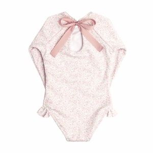 Girl's Antique Floral Rashguard One Piece